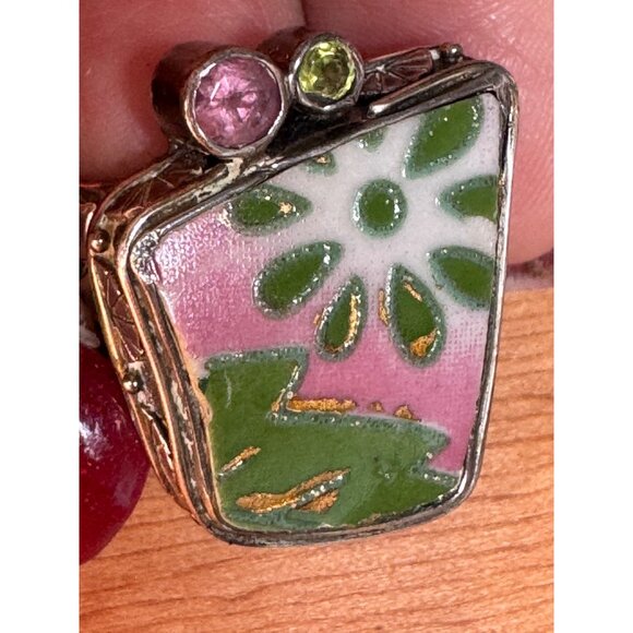 Mars Valentine Ring Sterling Silver Porcelain Shard Statement Ring - Picture 7 of 9